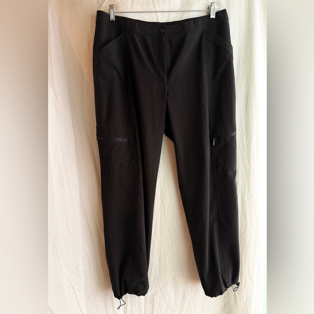 Zenergy Black Ankle-Length drawstring Women's Pants, casual; 30-inch inseam